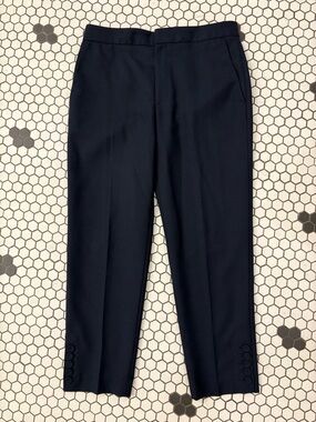 Club Monaco Navy Wool Blend Ankle Pants Size 8 Button Detail